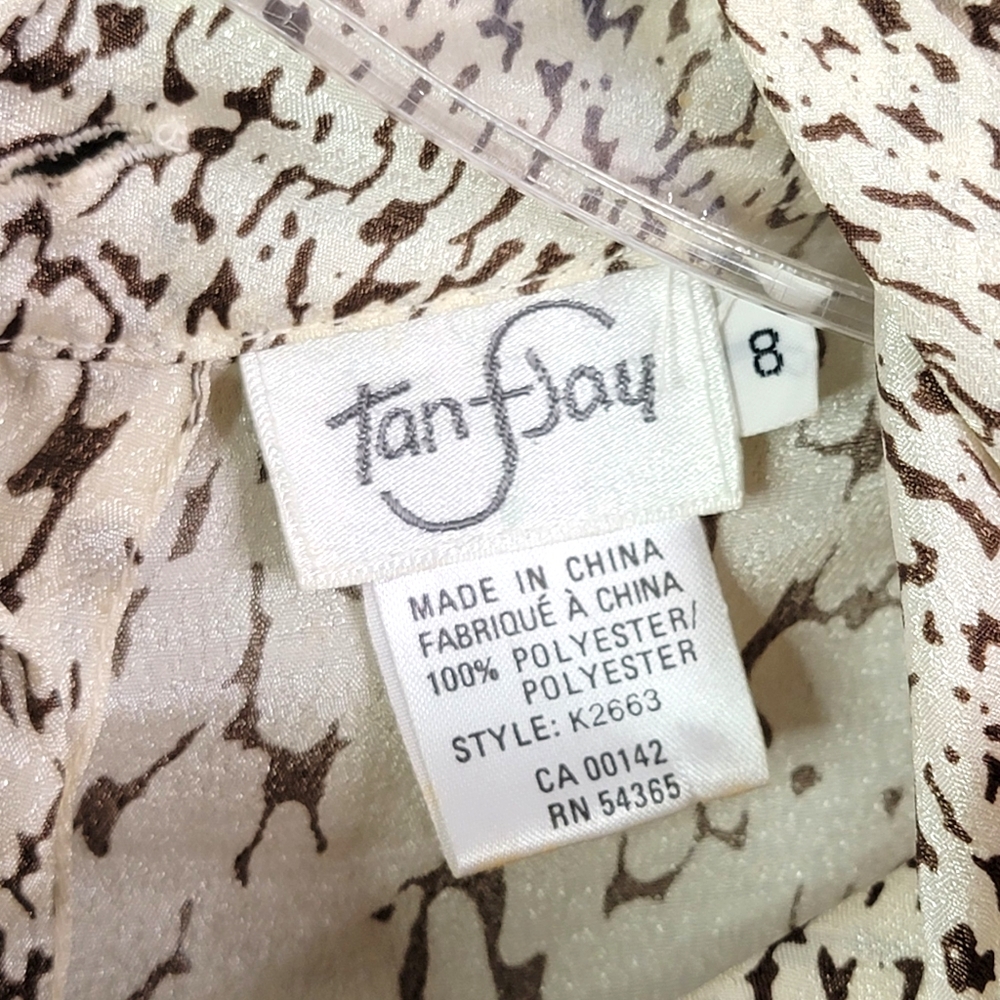 Tan Jay Vintage 80's Animal Print Inspired All Over Print Silky Feel Blouse  8 - Picture 9 of 14